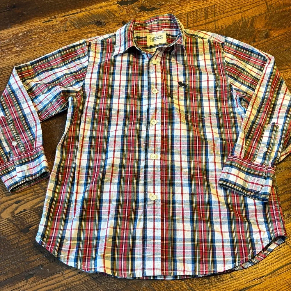 Boys Old Navy Plaid Button Down - size medium